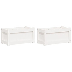 vidaXL Jardinières 2 pcs blanc bois de pin massif