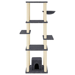 Helloshop26 Arbre à chat meuble tour grimper jouet grattage grattoir escalade plateforme avec griffoirs en sisal foncé 154 cm gris 02_0022674