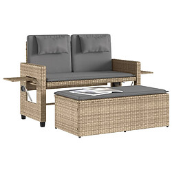 Acheter Maison Chic Banc inclinable de jardin avec coussins| Banc d'extérieur beige résine tressée -GKD38756