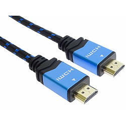 PremiumCord Câble HDMI 2.0 à haut débit 4 K avec Ethernet compatible avec vidéo 4K@60Hz UHD 2160p, connecteurs 3D plaqués or, revêtement en coton, 1 m