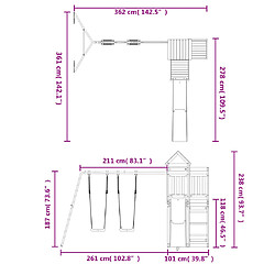 vidaXL Aire de jeux d'extérieur bois de pin imprégné pas cher