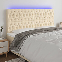 Maison Chic Tête de lit scandinave à LED,meuble de chambre Crème 200x7x118/128 cm Tissu -MN73221