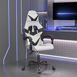 vidaXL Chaise de jeu pivotante Blanc et noir Similicuir