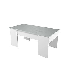 Avis Usinestreet Table basse GOTHAM avec plateau relevable et rangement - Couleur - Blanc / Béton