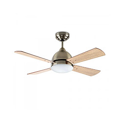 faro Plafonnier ventilateur Borneo Verre,acier Teck,,hêtre 39,2 Cm