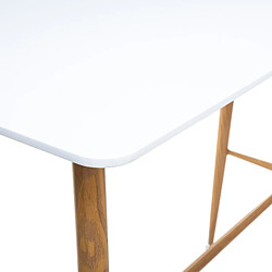 Table à manger / Bar en acier et bois coloris blanc - L.120 x l.60 x H.105 cm -PEGANE-