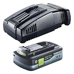 Festool Set Énergie : 1x Batterie BP 18 Li 4,0 Ah HPC-ASI 4,0Ah 18V + Chargeur SCA 16 10,8V-18V (205034) (576953)