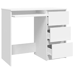 Helloshop26 Bureau table poste de travail meuble d'ordinateur informatique étude 90 x 45 x 76 cm bois d’ingénierie blanc 02_0023528