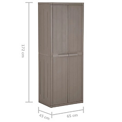 vidaXL Armoire de rangement jardin Marron 65x45x172 cm PP Aspect bois pas cher