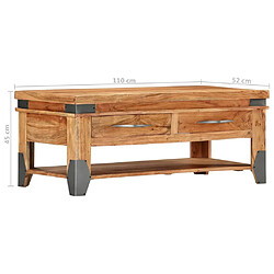 vidaXL Table basse 110x52x45 cm Bois d'acacia solide pas cher