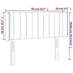 Acheter vidaXL Tête de lit avec oreilles Gris foncé 83x16x78/88 cm Velours