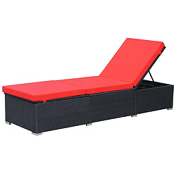 vidaXL Chaise longue avec coussin Résine tressée Noir