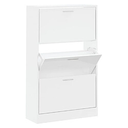 vidaXL Armoire à chaussure Blanc brillant 63x24x103 cm Bois ingénierie