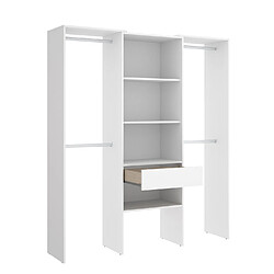 Pegane Armoire dressing en bois mélaminé avec 1 colonne et penderies coloris blanc - Longueur 160 x Profondeur 50 x Hauteur 187 cm