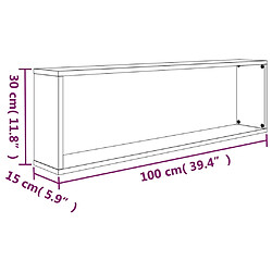 vidaXL Étagères murales cube 2 pcs Chêne marron 100x15x30 cm Bois pas cher