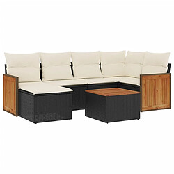 Maison Chic Salon de jardin 7 pcs avec coussins | Ensemble de Table et chaises | Mobilier d'Extérieur noir résine tressée -GKD13105