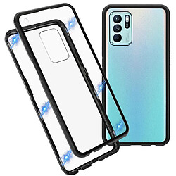 Coque en métal absorption magnétique, double face, noir pour votre Oppo Reno6 Z