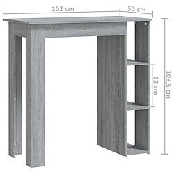 vidaXL Table de bar avec étagère sonoma gris bois d'ingénierie pas cher