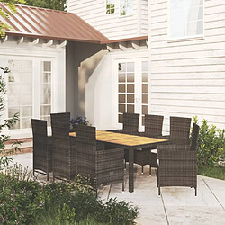 Maison Chic Mobilier à dîner 9 pcs de jardin avec coussins - Ensemble table et chaises d'extérieur - Salon/Mobilier de jardin classique Résine tressée Noir -MN10827