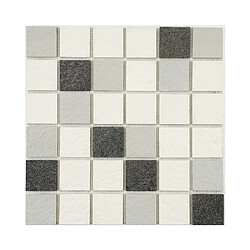 U-Tile Mosaïque mixte résine & pierre 100 x 50 cm - carreau 5 x 5 cm mixte pierre et résine blanche