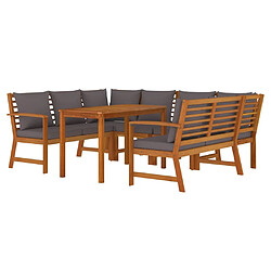 Avis Maison Chic Ensemble à manger d'extérieur 7 pcs avec coussins,Salon de jardin,Mobilier de jardin Bois acacia -GKD165968