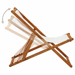 Avis Maison Chic Chaise pliable de plage pour relaxbois d'eucalyptus et tissu blanc crème -GKD33663