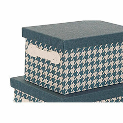 Jeu de Caisses de Rangement Empilables DKD Home Decor Gris Bleu Jaune 40 x 30 x 20 cm