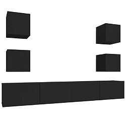 Maison Chic Ensemble de meubles TV 6 pcs | Banc TV Moderne pour salon | Meuble de Rangement - Noir Bois d'ingénierie -MN75724