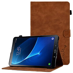 Etui en PU étanche à la poussière avec support et porte-cartes pour votre Samsung Galaxy Tab A 10.1 (2016) T580 - marron