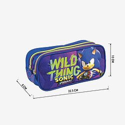 Trousse Fourre-Tout Double Sonic Bleu 22,5 x 8 x 10 cm