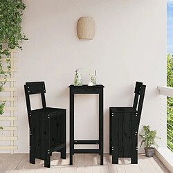 vidaXL Tabourets de bar lot de 2 noir 40x48,5x115,5 cm bois massif pin