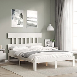 Maison Chic Cadre/structure de lit avec tête de lit pour adulte - Lit Moderne Chambre blanc double bois massif -MN24213