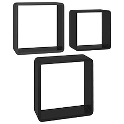 vidaXL Étagères murales sous forme de cube 3 pcs Noir MDF