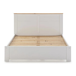 Pegane Lit adulte en pin ciré et MDF coloris blanc, naturel - Longueur 197,7 x Profondeur 152,2 x Hauteur 100 cm