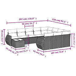 Acheter vidaXL Salon de jardin et coussins 11 pcs marron résine tressée
