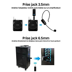 Avis Set 2 microphone sans fil UHF 50 mètres, batterie 6 heures, prise 3.5 et 6.35 pour conférence, artistes, enregistrement audio