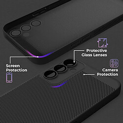 Moozy VentiGuard Coque de téléphone pour Samsung A34 5G Noir – Housse respirante avec motif perforé pour la circulation de l'air, ventilation, anti-surchauffe