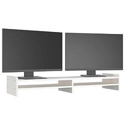 Avis vidaXL Support de moniteur Blanc 100x27x15 cm Bois de pin solide