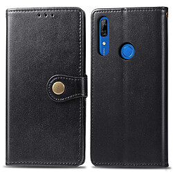 Wewoo Housse Coque Étui en cuir de protection pour téléphone portable avec boucle de couleur unie rétro lanière et cadre photo et fente carte et portefeuille et fonction de support Huawei P Smart Z noir