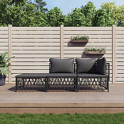 vidaXL Salon de jardin 3 pièces - Anthracite Ensemble de jardin modulaire - Acier enduit de poudre - Coussins inclus - Usage extérieur