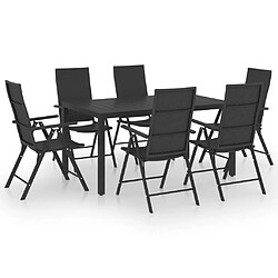 Salle à manger de jardin 7 pcs,Table et chaise à dîner Noir -MN82811