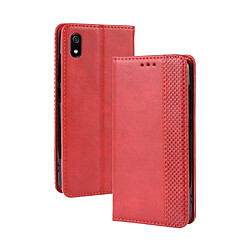 Wewoo Housse Coque Étui en cuir à rabat magnétique avec boucle et texture rétro pour Crazy Horse Xiaomi Redmi 7Aavec porte-carte et fentes cartes et cadre photo Rouge