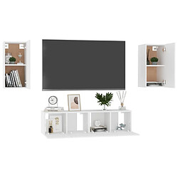 Avis Maison Chic Ensemble de meubles TV 4 pcs | Banc TV Moderne pour salon | Meuble de Rangement - Blanc Aggloméré -MN42871