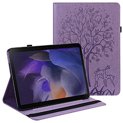 Etui en PU motif d'arbres et de cerfs avec support violet pour votre Samsung Galaxy Tab A8 10.5 (2021)