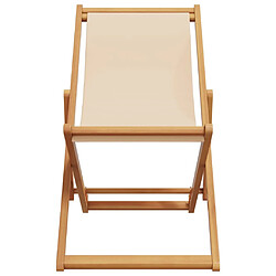 Avis vidaXL Chaise pliable de plage beige bois massif d'eucalyptus et tissu