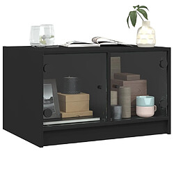 Avis vidaXL Table basse avec portes en verre noir 68x50x42 cm