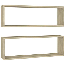 Maison Chic Lot de 2 Étagères cube murales,Etagère de rangement flottantes Chêne sonoma 80x15x26,5cm Aggloméré -MN64015