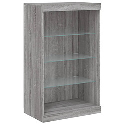 Avis Maison Chic Commode Buffet - Meuble de rangement avec lumières LED sonoma gris 60,5x37x100 cm -GKD80681