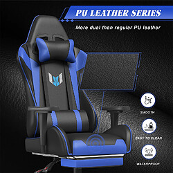 Avis Chaise Gaming - Chaise de jeu ergonomique - Chaise pivotante Rattantree avec repose-pieds - Chaise d'ordinateur avec support lombaire et appui-tête - Chaise de bureau inclinable à 150 degrés - Bleu