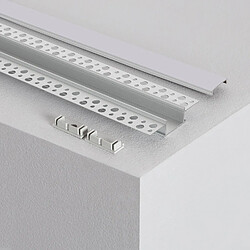 Ledkia Profilé Aluminium Intégration dans Plâtre / Placo pour Double Ruban LED Jusqu'à 20mm Capot translucide 6 m pas cher